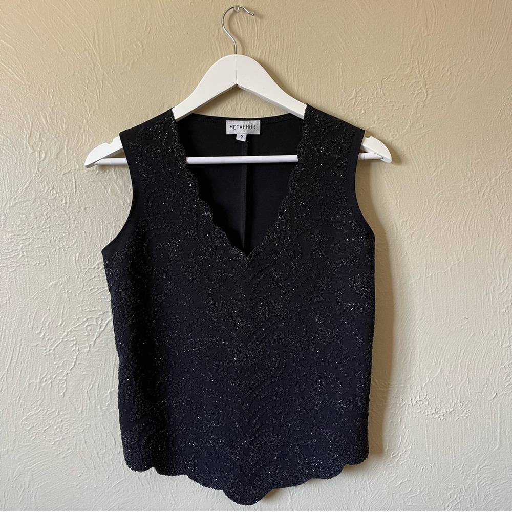 Metaphor Black Beaded Sleeveless Tank Top